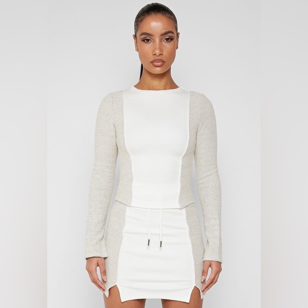 Maniere De Voir white and Gray Long Sleeve Top
